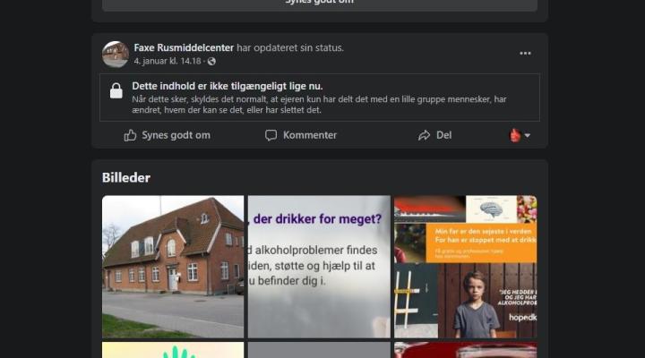 Faxe Rusmiddelcenter har en Facebookside.